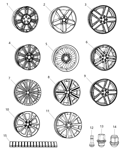 2014 Chrysler 200 Aluminum Wheel Diagram for 1TR44GSAAA