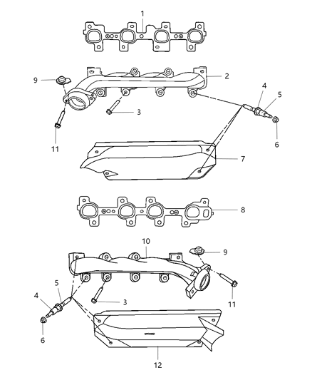 2007 Dodge Durango Exhaust Manifolds & Mounting Diagram 2