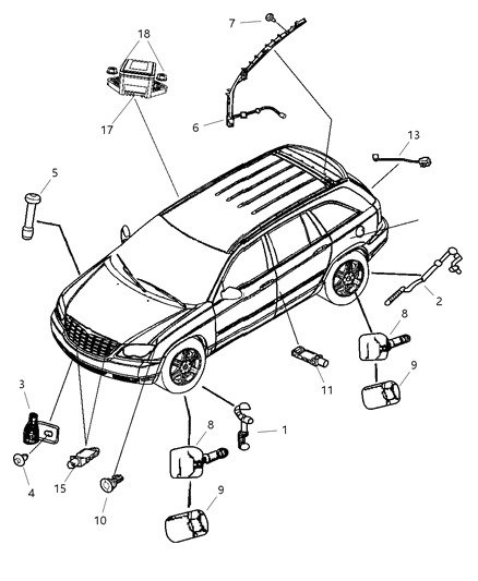 2007 Chrysler Pacifica Sensors Body Diagram