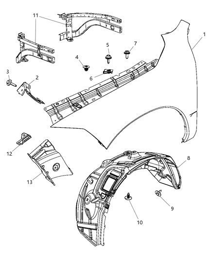 2009 Dodge Ram 1500 Panel-Fender Diagram for 68054339AA