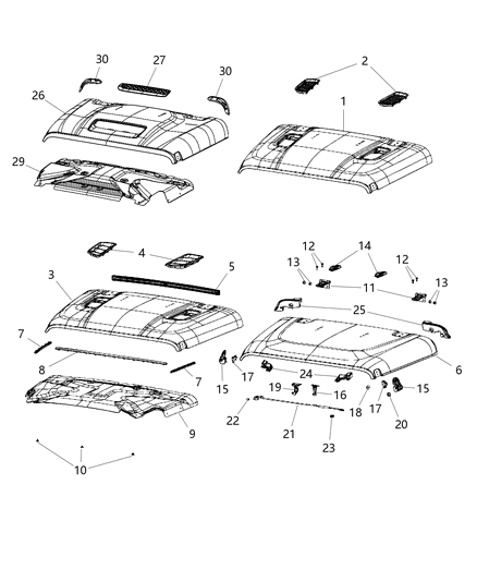 2020 Jeep Gladiator Hood Panel Diagram for 68281949AD