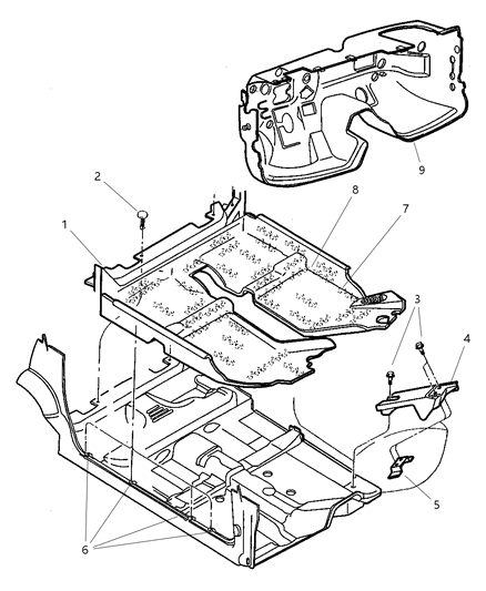 1999 Chrysler Sebring Complete Rubber Mat Kit Floor Diagram for 82203491