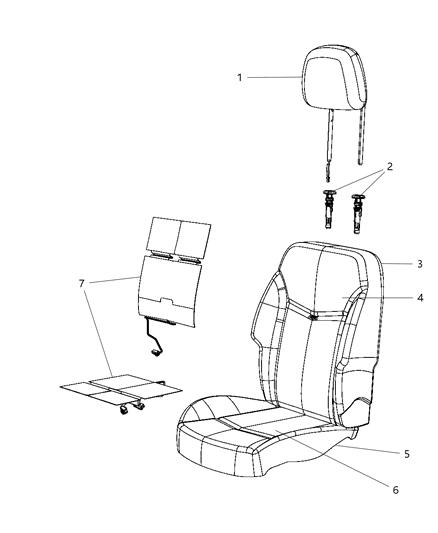 2014 Chrysler 200 Front Seat Cushion Cover Diagram for 1WU28DX9AB