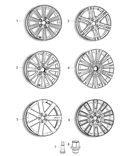 2012 Chrysler 300 Aluminum Wheel Diagram for 1LS67GSAAC