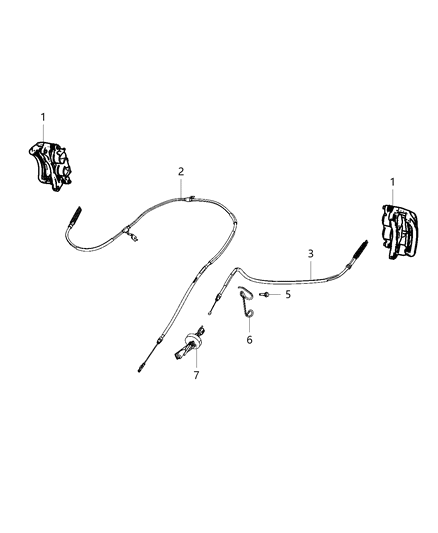 2020 Ram 3500 Park Brake Lever & Cables Diagram 2