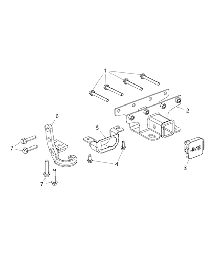 2021 Jeep Wrangler Tow Hooks & Hitches, Rear Diagram