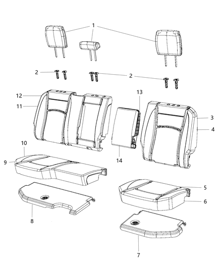 2013 Ram 2500 Crew Cab Rear Seat - Split Seat Diagram