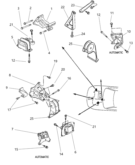 1998 Chrysler Cirrus Support Engine Mounting Left Diagram for 4573775