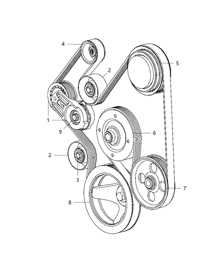 2008 Dodge Durango Pulley & Related Parts Diagram 1