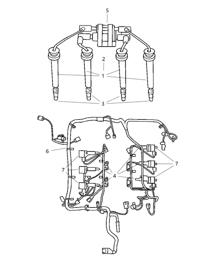 2003 Chrysler Sebring Sedan & Convertible Spark Plugs, Cables & Coils Diagram