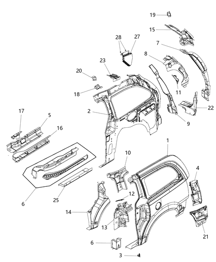 2011 Chrysler Town & Country Panel-Quarter Diagram for 4894757AE