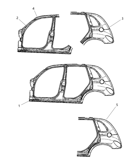 2008 Chrysler PT Cruiser Front Aperture Panel Diagram