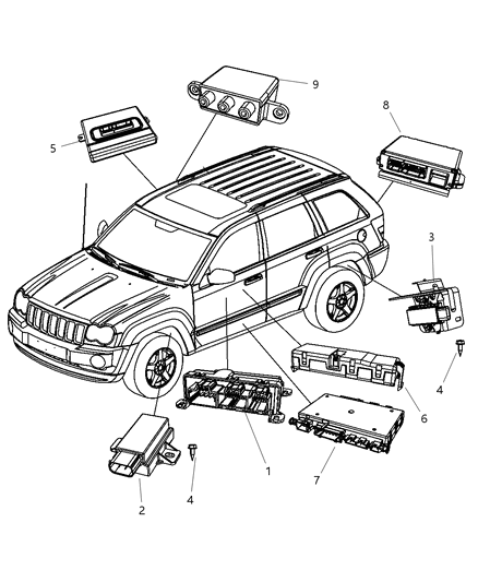 2008 Jeep Commander Module-Door Diagram for 4602922AB