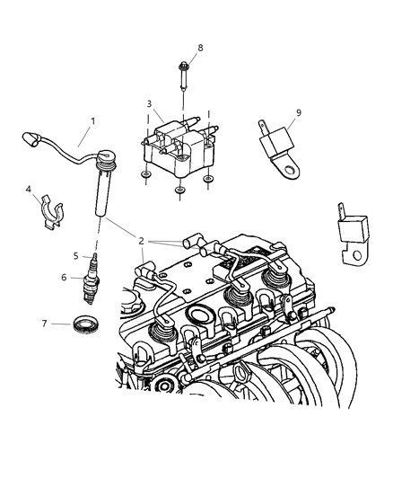 2008 Chrysler PT Cruiser Spark Plugs, Ignition Wires, Ignition Coil Diagram