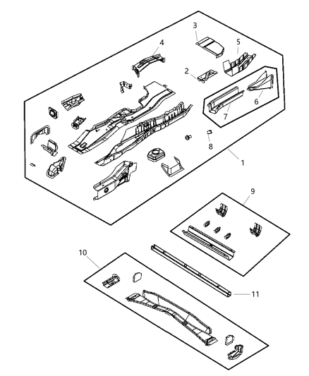 2007 Dodge Caliber SIDEMEMBE-Rear Floor Pan Side Diagram for 5115197AA