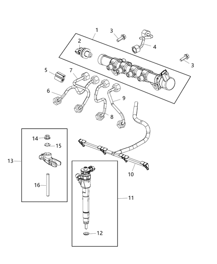 2021 Jeep Wrangler Fuel Rail & Injectors Diagram 3