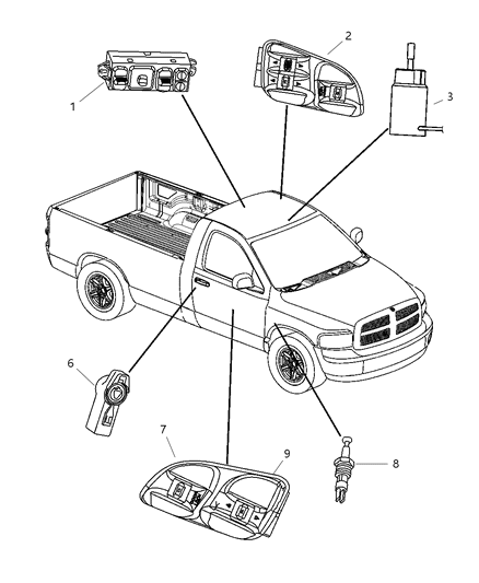 2002 Dodge Ram 3500 Switches - Body Diagram