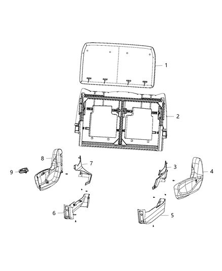 2020 Chrysler Voyager Panel-Rear Seat Back Diagram for 68394543AA