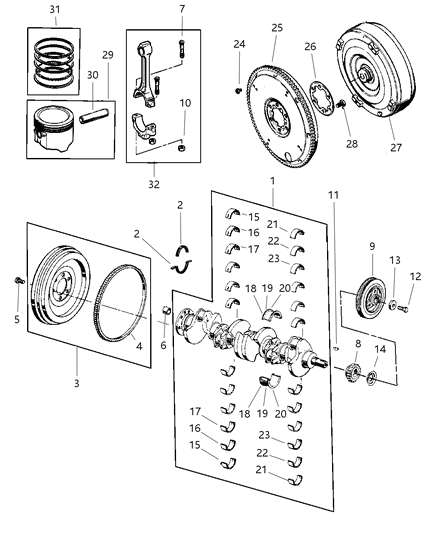 2000 Jeep Cherokee Seal-Rear Main CRANKSHAFT Diagram for 53020599AB