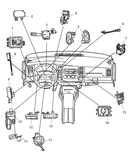 2001 Dodge Dakota Switches Instrument Panel - Console Diagram