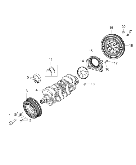 2019 Jeep Renegade Crankshaft , Crankshaft Bearings , Damper , And Flywheel Diagram 3