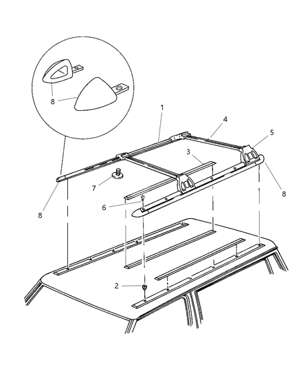 1997 Jeep Cherokee Rail-Luggage Rack Side Diagram for 55075115