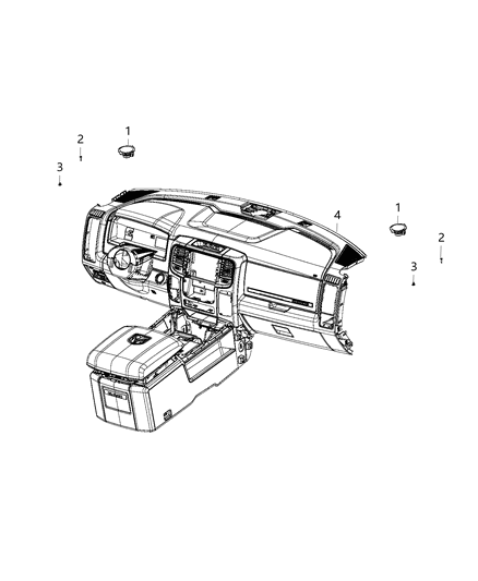 2019 Ram 1500 Speaker, Front Dash Diagram 2