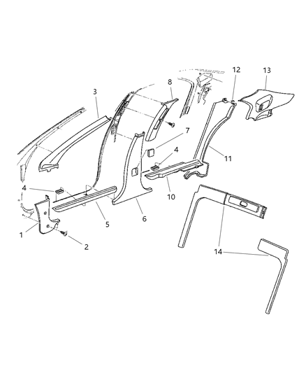 1998 Chrysler Cirrus Molding SCUFF Diagram for MW11LAZ