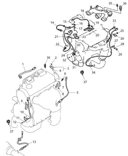 2003 Dodge Stratus Oxygen Sensor Diagram for MR507385