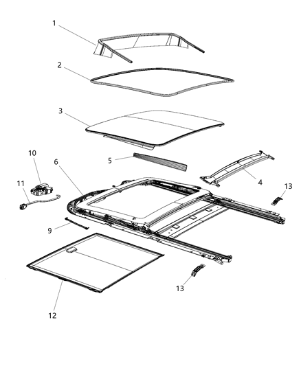 2021 Dodge Durango Sunroof & Related Parts Diagram