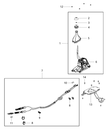 2015 Jeep Cherokee Boot-Gear Shift Lever Diagram for 5MF441U5AA