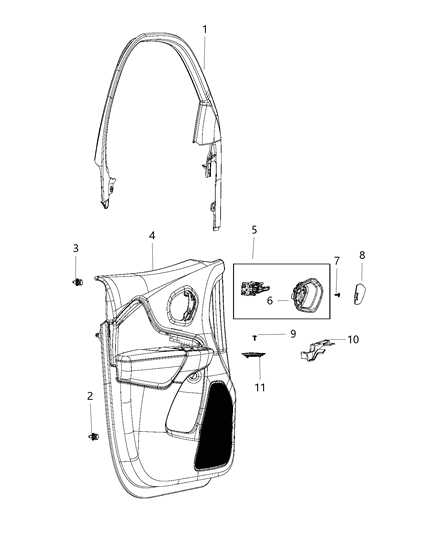 2021 Jeep Cherokee Panel-Front Door Trim Diagram for 7AP221X8AA