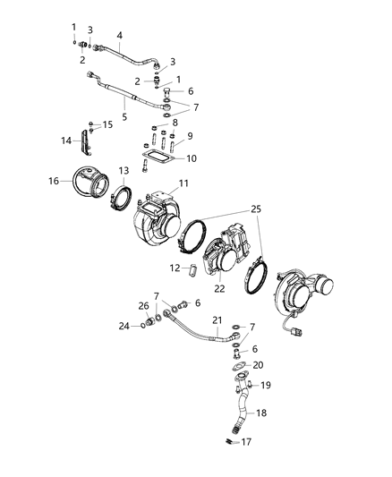 2017 Ram 2500 Turbocharger And Oil Lines / Hoses Diagram