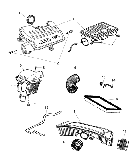 2008 Jeep Commander Air Cleaner & Related Diagram
