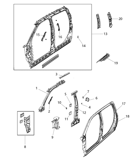 2017 Ram 2500 Panel-Body Side Aperture Inner Co Diagram for 68264754AB