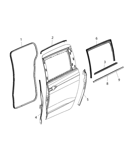 2020 Chrysler Pacifica W/STRIP-Rear Door Belt Outer Diagram for 68188798AF