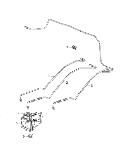 2018 Jeep Grand Cherokee Hydraulic Control Unit & Brake Tubes, To Master Cylinder Diagram