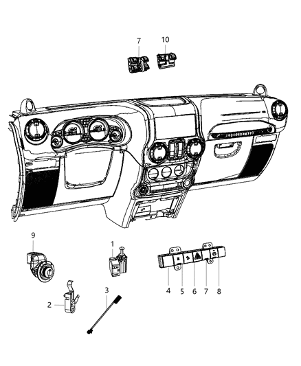 2013 Jeep Wrangler Switch-5 Gang Diagram for 4602564AJ