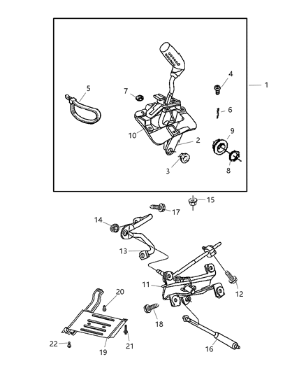 2005 Jeep Wrangler Lever-Shift Lever Diagram for 52059695AA