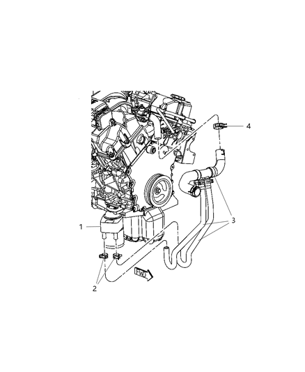 2009 Chrysler 300 Engine Oil Cooler & Hoses / Tubes Diagram 1