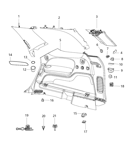 2018 Dodge Durango Quarter Trim Panel Diagram