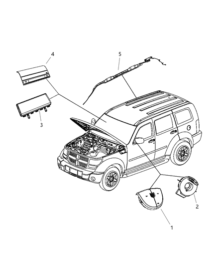 2007 Dodge Nitro Side Curtain Air Bag Diagram for 52112101AD