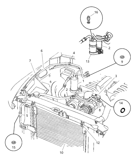 2001 Dodge Ram 1500 Quad & Club Cab Plumbing - A/C Diagram 1