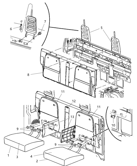 2011 Ram Dakota Rear Seat - Split Seat Diagram 2