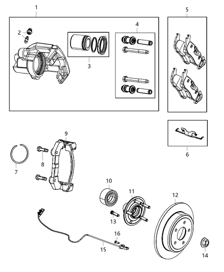 2011 Dodge Durango Brakes, Rear, Disc Diagram