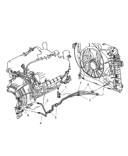 2003 Jeep Grand Cherokee Transmission Oil Cooler & Lines Diagram 2