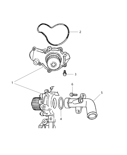 2010 Chrysler PT Cruiser Water Pump & Related Parts Diagram