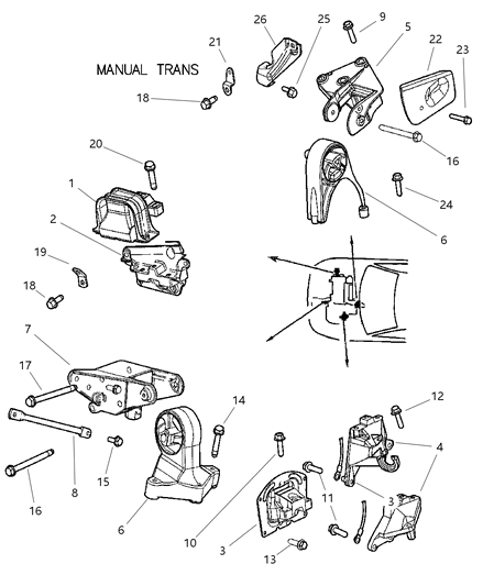 2001 Chrysler Sebring Bracket-Torque Reaction Diagram for 4593289AB