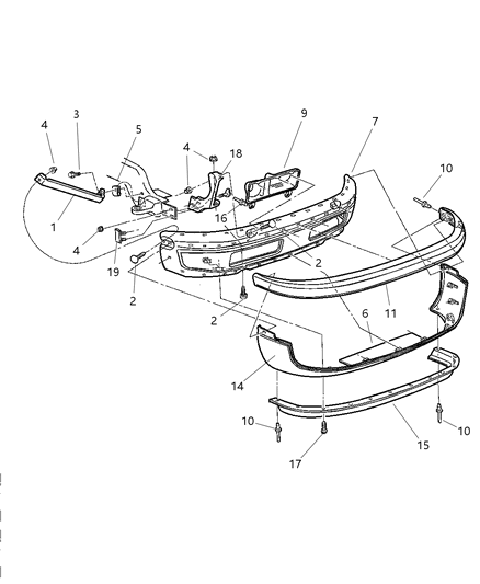 1999 Dodge Ram 1500 Bumper, Front Diagram 1