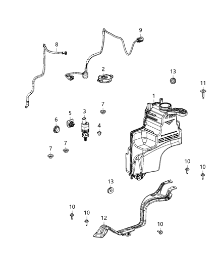 2020 Jeep Gladiator Reservoir, Windshield Washer Diagram 1